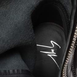 Pre Owned Giuseppe Zanotti Black Leather Peep Toe Biker Ankle Boots Size 37