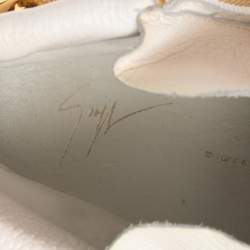 Pre Owned Giuseppe Zanotti White Leather Double Zip High Top Sneakers Size 36.5