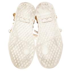 Pre Owned Giuseppe Zanotti White Leather Double Zip High Top Sneakers Size 36.5