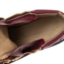 Pre Owned Giuseppe Zanotti Burgundy Velvet and Patent Leather Kriss Hi-Top Sneakers Size 41