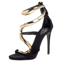 Pre Owned Giuseppe Zanotti Black Suede Alien Ankle Strap Sandals Size 35