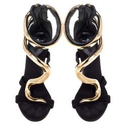 Pre Owned Giuseppe Zanotti Black Suede Alien Ankle Strap Sandals Size 35
