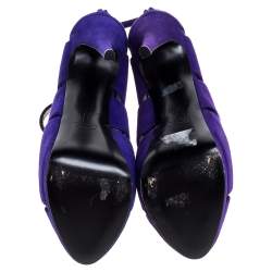 Pre Owned Giuseppe Zanotti Purple Suede Peep Toe Platform Sandals Size 38