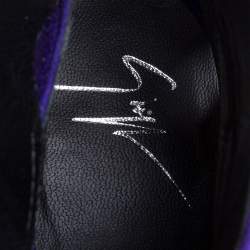 Pre Owned Giuseppe Zanotti Purple Suede Peep Toe Platform Sandals Size 38