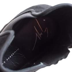 مملوكة مسبقًا بوت جوسيبي زانوتي سويدي أسود مقدمة معدنية للكاحل مقاس 40