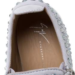 Pre Owned Giuseppe Zanotti Grey Suede Crystal Embellished Doris Sneakers Size 36