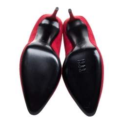 Pre Owned Giuseppe Zanotti Red Suede Leather V Neck Pointed Toe Pumps Size 40