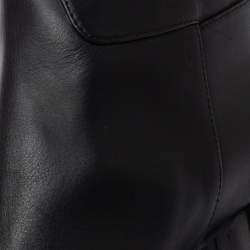 Pre Owned Giuseppe Zanotti Black Leather Logo Plaque Ankle Boots Size 37