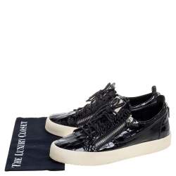Pre Owned Giuseppe Zanotti Black Croc Embossed Leather Low Top Sneakers Size 44.5