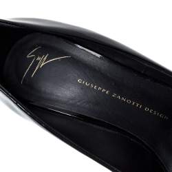 Pre Owned Giuseppe Zanotti Black Patent Leather Peep Toe Platform Pumps Size 41