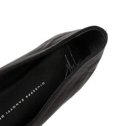 Pre Owned Giuseppe Zanotti Black Leather Malika Spiked Cap Toe Ballet Flats Size 38.5