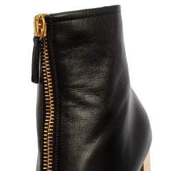 Pre Owned Giuseppe Zanotti Black Leather Block Heel Ankle Boots Size 37