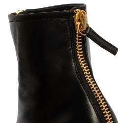 Pre Owned Giuseppe Zanotti Black Leather Block Heel Ankle Boots Size 37