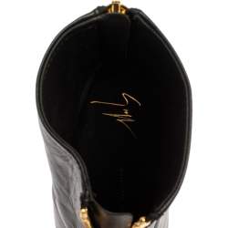 Pre Owned Giuseppe Zanotti Black Leather Block Heel Ankle Boots Size 37