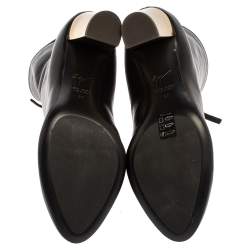 Pre Owned Giuseppe Zanotti Black Leather Block Heel Ankle Boots Size 37