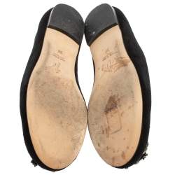 Giuseppe Zanotti Black Suede Crystal Embellished Ballet Flats Size 36