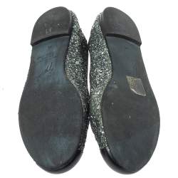  Giuseppe Zanotti Grey Glitter Fabric Cap Toe Ballet Flats Size 35