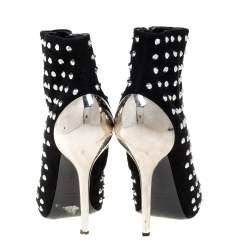 Pre Owned حذاء بوت جوسيبي زانوتي مزخرف كريستال سويدي أسود مقاس 36