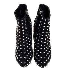 Pre Owned حذاء بوت جوسيبي زانوتي مزخرف كريستال سويدي أسود مقاس 36