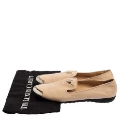 Giuseppe Zanotti Beige Leather Embellished Smoking Slippers Size 39