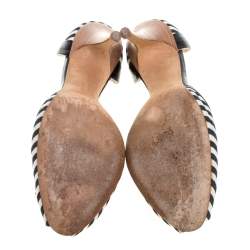 Pre Owned حذاء كعب عالى جوسيبى زانوتى دورسيه زخرفة كريستال جلد وكانفاس سير أبيض / أسود مقاس 39