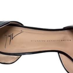 Pre Owned حذاء كعب عالى جوسيبى زانوتى دورسيه زخرفة كريستال جلد وكانفاس سير أبيض / أسود مقاس 39