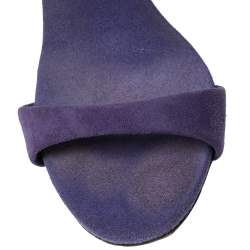 Giuseppe Zanotti Blue Suede Metal Heel Ankle Wrap Open Toe Sandals Size 36 