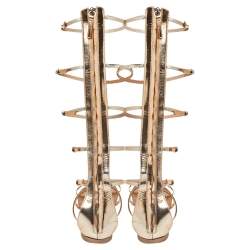 Giuseppe Zanotti Rose Gold Patent Leather Rylee Gladiator Flat Sandals Size 38.5