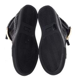Pre Owned Giuseppe Zanotti Black Croc Embossed Leather Coby High Top Sneakers Size 40