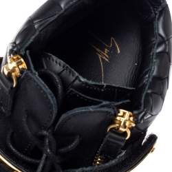 Pre Owned Giuseppe Zanotti Black Croc Embossed Leather Coby High Top Sneakers Size 40