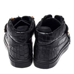 Pre Owned Giuseppe Zanotti Black Croc Embossed Leather Coby High Top Sneakers Size 40
