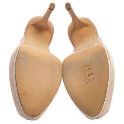 Pre Owned حذاء كعب عالي جوسيبي زانوتي مقدمة مفت وحة فتحة كعب جلد قزحي اللون ذهبي وردي مقاس 36.5