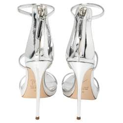 Pre Owned Giuseppe Zanotti Silver Patent Leather Harmony  Sandals Size 39