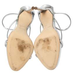Pre Owned Giuseppe Zanotti Silver Patent Leather Harmony  Sandals Size 39