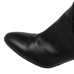 Pre Owned Giuseppe Zanotti Black Leather Knee Length Block Heel Boots Size 37