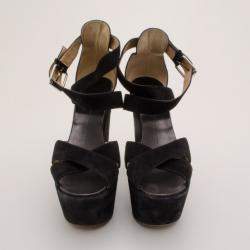 مملوكة مسبقًا Giuseppe Zanotti Black Suede Platform Sandals Size 41
