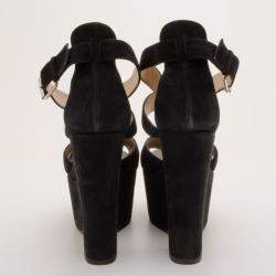 مملوكة مسبقًا Giuseppe Zanotti Black Suede Platform Sandals Size 41