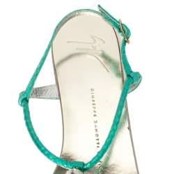 Pre Owned صندل جوسيبي زانوتي سير حرف تي مزخرف جلد قزحي اللون ميتاليك مقاس 41