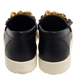 Pre Owned Giuseppe Zanotti Black Fringed Leather Slip On Sneakers Size 38