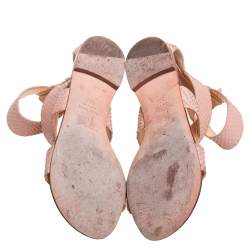 Pre Owned صندل جوسيبي زانوتي سيور متعاكسة أسورة كاحل جلد نقشة الثعبان وردي مقاس 36.5