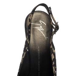 Pre Owned صندل جوسيبي زانوتي مقدمة مفتوحة فتحة كعب دانتيل أسود مقاس 37.5