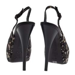 Pre Owned صندل جوسيبي زانوتي مقدمة مفتوحة فتحة كعب دانتيل أسود مقاس 37.5