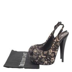 Pre Owned صندل جوسيبي زانوتي مقدمة مفتوحة فتحة كعب دانتيل أسود مقاس 37.5