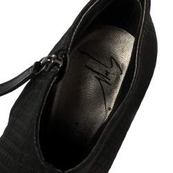 Pre Owned Giuseppe Zanotti Black Fabric Ankle Boots Size 38