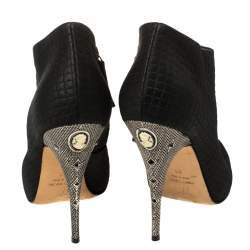 Pre Owned Giuseppe Zanotti Black Fabric Ankle Boots Size 38