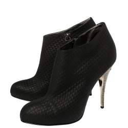 Pre Owned Giuseppe Zanotti Black Fabric Ankle Boots Size 38