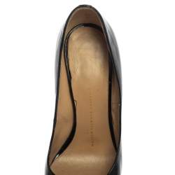 Pre Owned حذاء كعب عالى جوسيبى زانوتى مقدمة مدببة جلد لامع أسود مقاس 37.5 