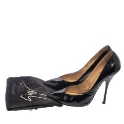 Pre Owned حذاء كعب عالى جوسيبى زانوتى مقدمة مدببة جلد لامع أسود مقاس 37.5 