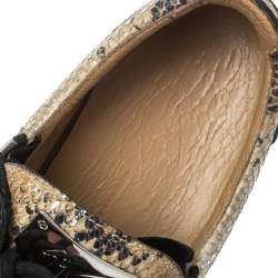 Pre Owned Giuseppe Zanotti Multicolor Snake Embossed Leather May London Double Zip Low Top Platform Sneakers Size 39