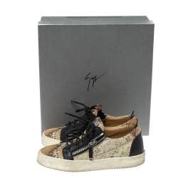 Pre Owned Giuseppe Zanotti Multicolor Snake Embossed Leather May London Double Zip Low Top Platform Sneakers Size 39